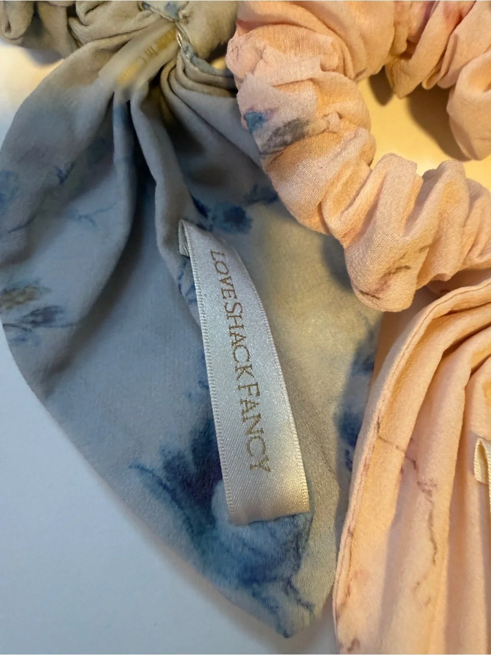 set of 3 : LoveShackFancy Floral Bow Scrunchie Set of 3 - Pink, Blue, Cream